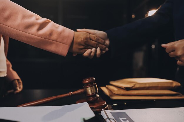 Judge gavel with justice lawyers having